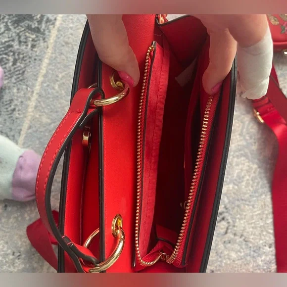 Steve Madden Red Crossbody Bag with Snake and Floral Design - Picture 5 of 5